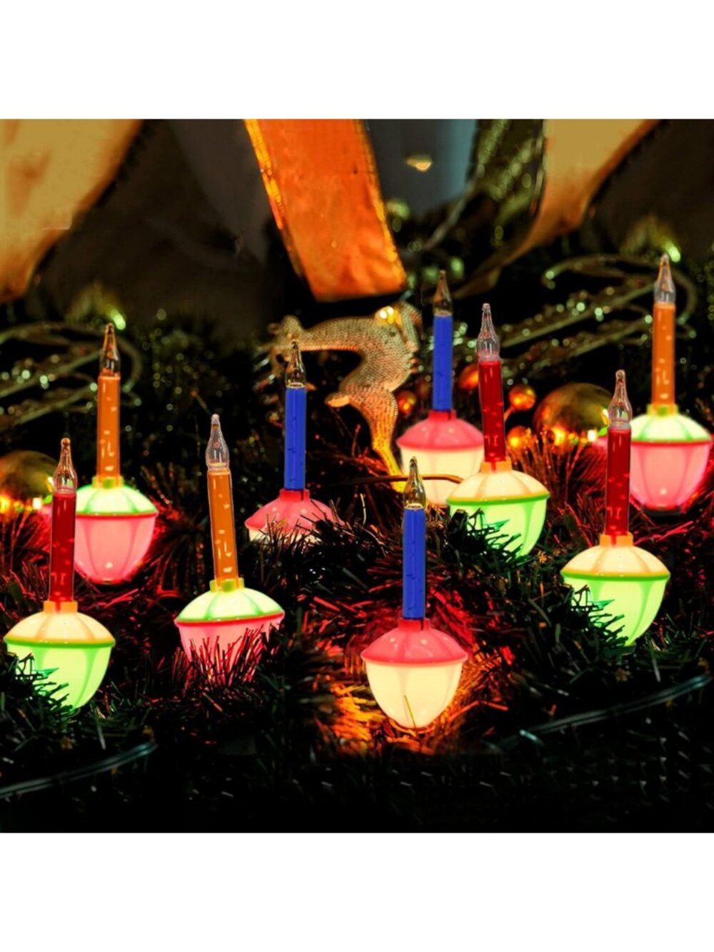 Vintage Christmas Bubble Lights, 8.8ft with 10 Multicolor Bulbs for Holiday